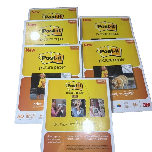 6 Packs Post-it 3M Sticky Picture Paper 20 Sheets 8.5"x11 Inkjet Matte - Picture 2 of 3